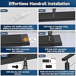 Gyykzz 8FT Stainless Steel 304 Handrail Black