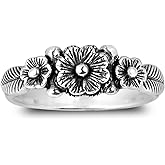 AeraVida Sweet Lotus Flower Garland .925 Sterling Silver Ring