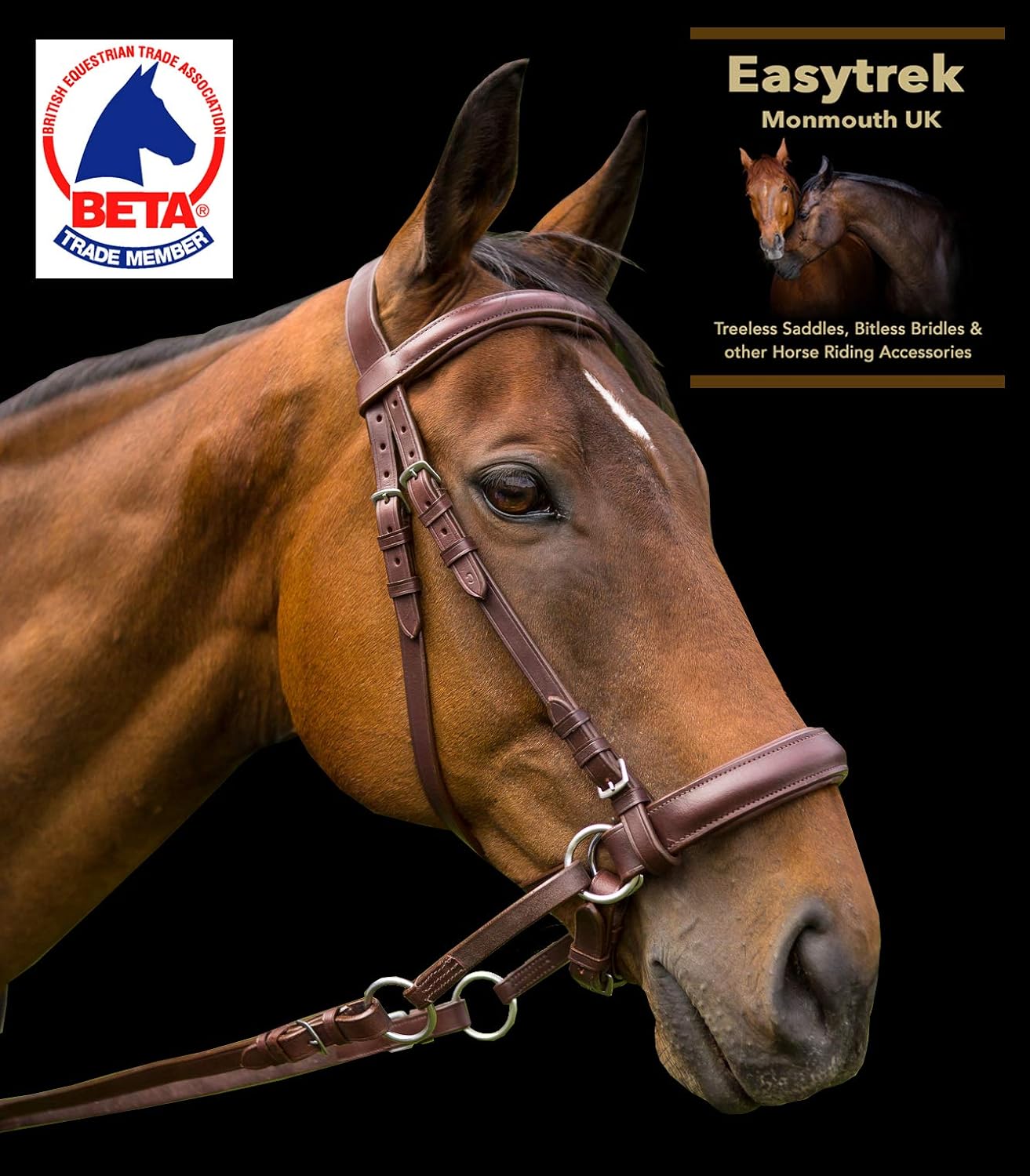 Briglia Bitless In Pelle Per Pony - Stile Scawbrig Con Imbottiture Morbide, Completa Di Redini