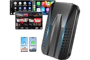 DONNAN 2 in 1 Wireless CarPlay & Android Auto Adapter 2024 Upgrade, Support YouTube NetfIix Tiktok Google Play, CarPlay Ai Box, Magic Box 3.0, for iOS & Android System, Mirroring, 5.8GHz WiFi