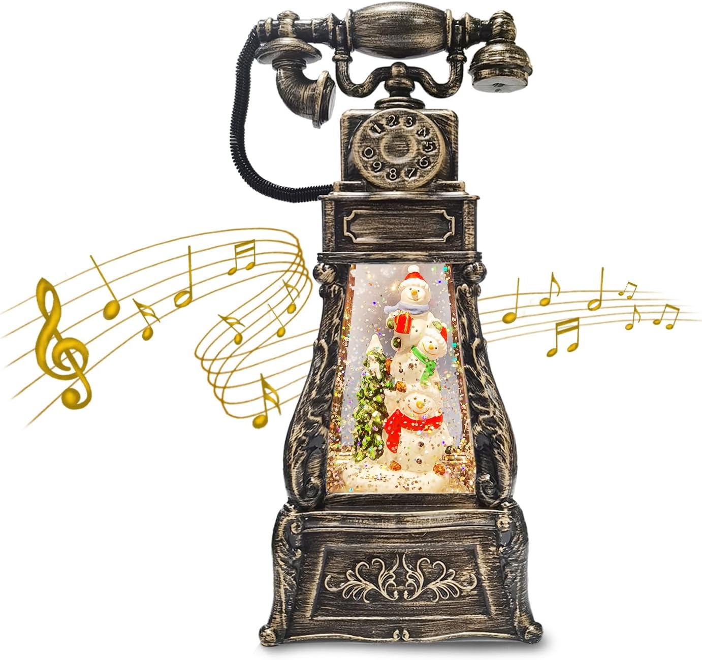 Snow Globes - Christmas Snow Globe Lantern Water Glittering Snowman with USB 3AA Battery Operated Lighted Christmas Snowglobes Glittering Snowing Globe Home Decoration and Gift