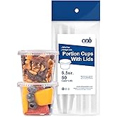 [5.5 OZ, 50 Sets] EDI Clear Disposable Plastic Portion Cups with Leakproof Lids | Jello Shot/Souffle Cups| Condiment and Dipping Sauce Cups | BPA Free | Recyclable