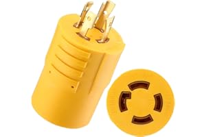 Kanayu 20Amp to 30Amp Generator Adapter Compatible with NEMA L14-20P to L14-30R, 4 Prong Locking Generator 20Amp Male Plug to 30Amp Female Receptacle Adapter(Yellow)