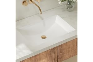 Lavie Craft Undermount Bathroom Sink, 21 x 15 Inch Rectangle Porcelain Finish Bathroom Vessel Sink Deep Basin with Overflow, White Ceramic Modern Lavatory Vanity Sink Mounted Under The Counter