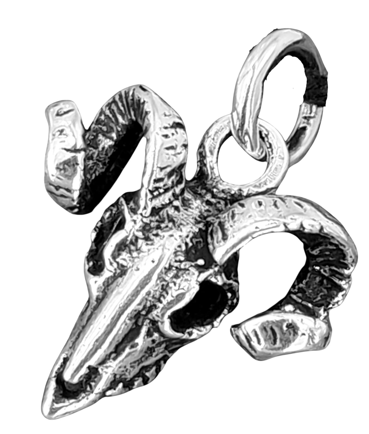 Kiss of Leather Aries Head Pendant 925 Sterling Silver No. 81, Sterling Silver, No Gemstone