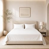 Carressa Linen Organic Cotton Sheets King Size Percale Sheet, White | 16" Deep Pocket, GOTS Certified 100% Organic Cotton King Sheets, Crisp Cooling &amp; Durable, All-Season Comfort Bedding Set