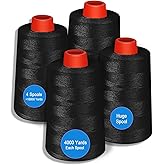 Black Sewing Thread, Serger Thread Cones 4 Pack,40S/2-24000Y Sewing Thread | AOFITOA all Purpose Sewing Cone Thread for Sewing, Quilting, Serger Machines, Over lock, Piecing, Merrow &amp; Hand Embroidery.