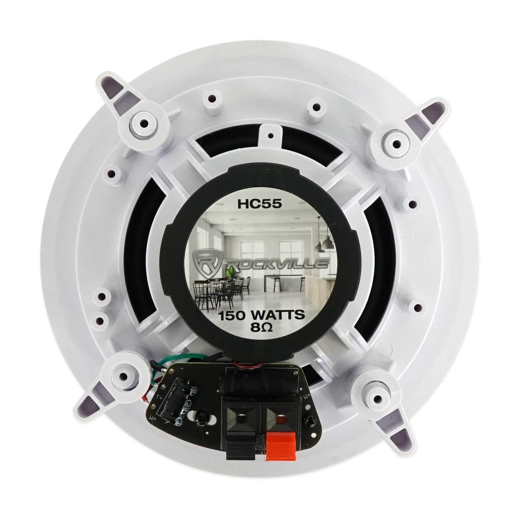 Rockville Bundle: (1) Rockville BluTube LED Tube Amplifier Bundle with (4) Rockville HC55 in-Ceiling Home Theater Speakers, (1) Rock Shaker Home Theater Sub, (1) RCDR25B 25' Ft. Audio Cable (7 Items)