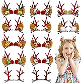 12 Pairs Reindeer Hair Clips, Deer Horn Barrettes for Women & Girls - Christmas Hair Accessories