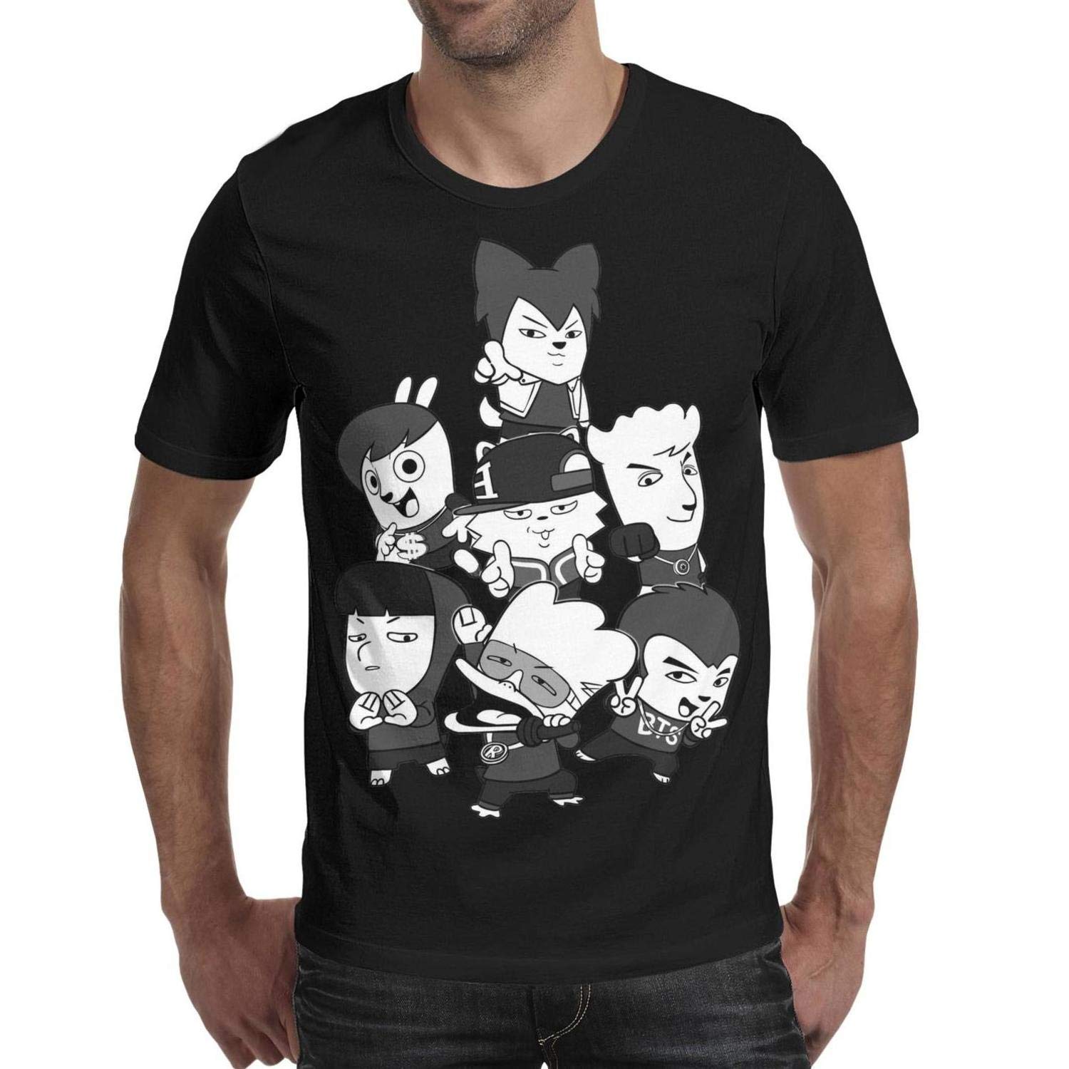 Zjjipftcn Bts Band Cartoon Breathable Running Geek T Shirt