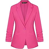 MINTLIMIT Jackets Blazer for Women Lapel V Neck Button Down Blazers Suit Jacket with Pockets,Pink,XL