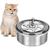 Rivisotamy Small 1L Cat Water Fountain Stainless Steel, Quiet Drinking Bowl Dispenser for Indoor Pets and Dog, BPA Free, Easy to Clean,No Adapter Included
