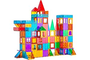 Bmag 130PCS Magnetic Tiles Building Blocks, Clear 3D Magnet Blocks Construction Playboards for Kids Christmas Toy Gift for Toddlers, Educational STEM Preschool Toys for Boys Girls 3 4 5 6 7 8 9+ years