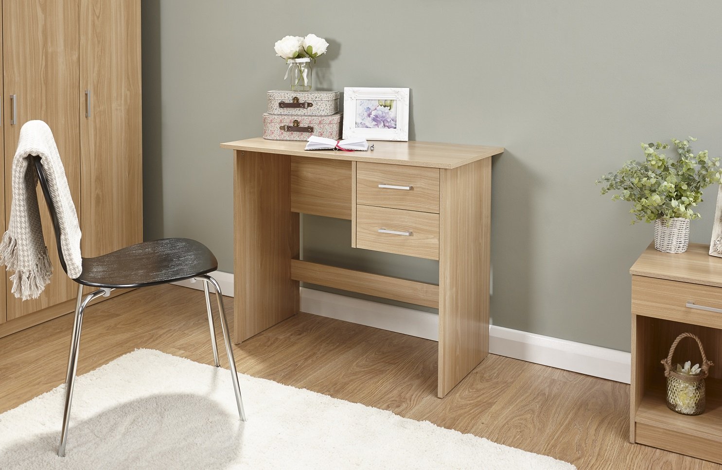 Home Source Desk Oak 2 Hanging Drawer Buy Online In Bahamas At Desertcart
