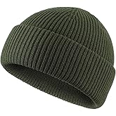 Connectyle Short Fisherman Beanie for Men Women Warm Winter Hats Knit Cuffed Beanies Skull Cap Acrylic Watch Hat