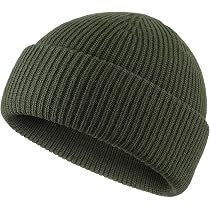 Connectyle Men's Classic Acrylic Cuffed Beret Short Hat, Army