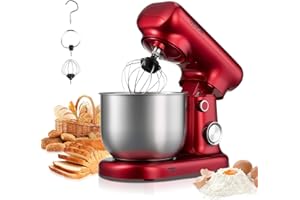 VEVOR Stand Mixer, 3 QT Electric Kitchen Mixer, 300W Dough-Mixer, 10 Speeds Tilt-head Food-Mixer with Stainless Steel Bowl, D