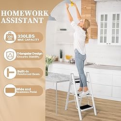 HBTower 3 Step Ladder Folding Step Stool, 330 Lbs