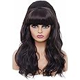 Rugelyss Long Wavy Dark Brown Wig with Bang Big Bouffant Beehive Wigs for Women fits 80s Costume or Halloween Party (dark brown 6#)