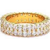 STORYJEWELLERY Eternity Band Rings for Women, Wedding Band, 18K Gold Plated Stackable Rings, Cubic Zirconia Travel Ring, Gifts for Women
