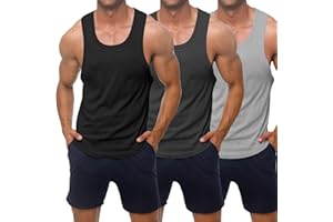 KAWATA Men's Workout Tank Tops Quick Dry Gym Muscle Tees Fitness Bodybuilding Sleeveless T Shirts