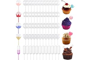 xutong 250Pcs 5 Styles 4ml Cupcakes Pipette,Heart/Round/Star/Rectangular/Gear Mini Squeeze Transfer Cupcakes Pipettes/Disposa
