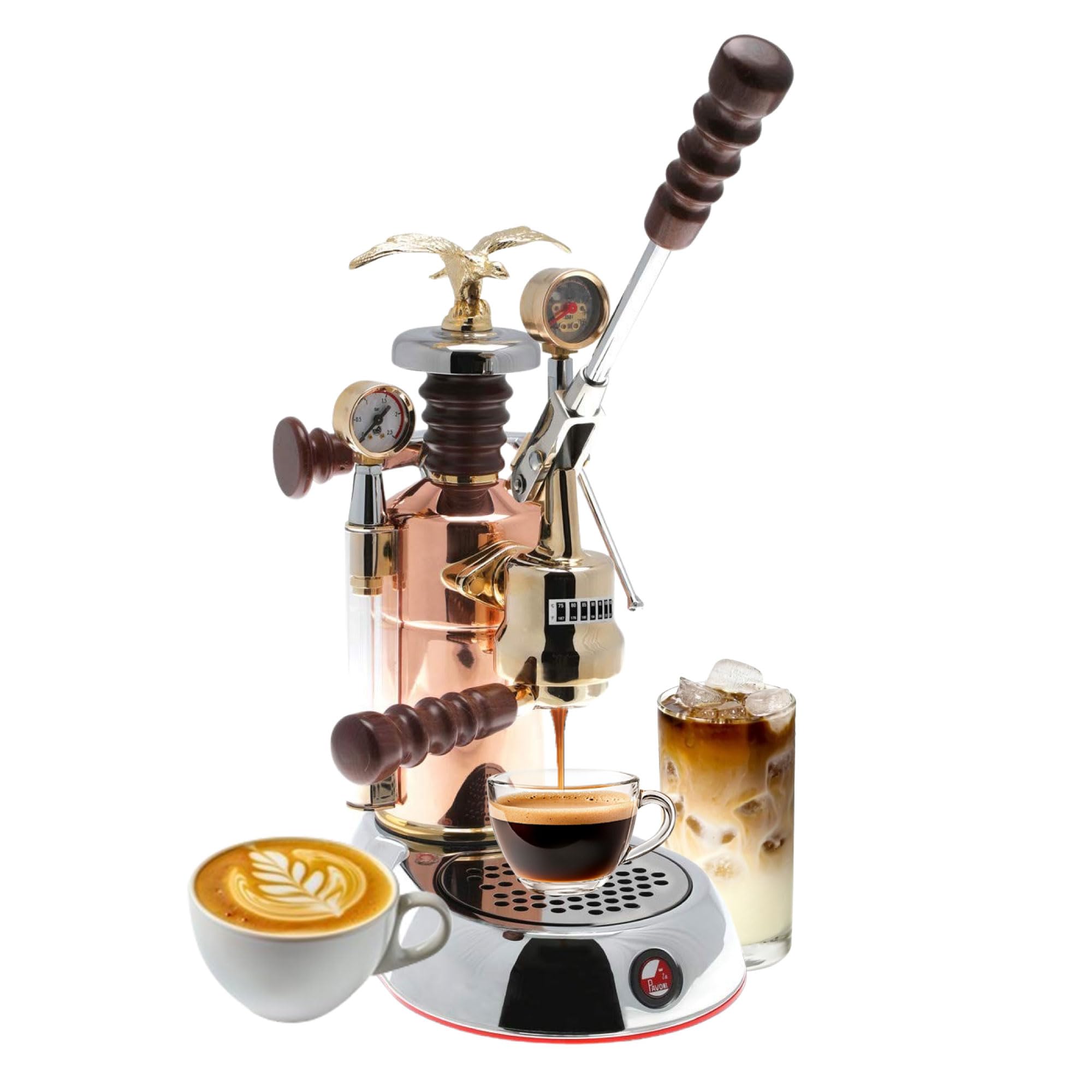 Photo 1 of ***NOT FUNCTIONAL/PARTS ONLY***

La Pavoni Esperto Edotto 16-Cup Lever Espresso Machine – Chrome & Copper Finish with Rosewood Handles, 54-Ounce Nickel-Plated Boiler, Dual Frothing Systems & Group Pressure Gauge - Made in Italy