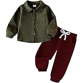 Toddler Boy Clothes Baby Outfits Fall Winter Long Sleeve Button Down Sweatshirt + Casual Pants 2pcs 18 Months - 5T