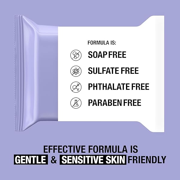 NEUTROGENA MAKEUP REMOVER NIGHT CALMING CLEANSING TOWELETTES, DISPOSABLE NIGHTTIME FACE WIPES TO REMOVE DIRT, OIL & MAKEUP, 25 CT