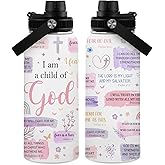 WWHSAI Christian Gifts for Women - I Am A Child of God Gifts Baptism Tumbler - Inspirational Religious Birthday Presents for Women - Catholic Spiritual Faith Bible Verse Presents Bottle for Girl 32oz