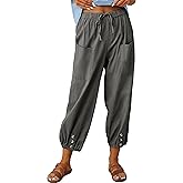 Bozanly Women's Casual Lantern Harem Loose Capris Pants Summer Yoga Slacks Trousers with Pockets
