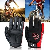Gearonic Cycling Gloves for Men - Breathable Foam Padded MTB Biking Gloves with Anti-Slip and Shock Absorbing Technology - Full Finger Guantes