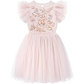 Tutuland Tutu Dress for Girls - Embroidered Tulle Tiered Layered Flower Toddler Dress for Wedding & Birthday