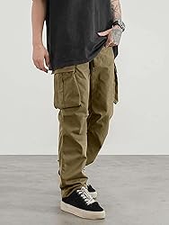 PLEPAN Men's Casual Cargo Pants Drawstring Hiking