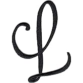 Hip Hop 50's Shop 2.5" Black Script Embroidered Alphabet Custom Letter A - Z Iron-On Monogram Applique for Poodle Skirt Shirt DIY (L)