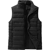 SWJGLITTR Men's Down Vest Male Collarless Lightweight Puffer Vest