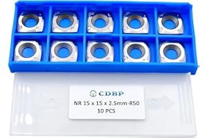 CDBP Woodturning NA 15x15x2.5mm with 2" Radius Square Carbide Insert Cutter Negative Rake Angle Replacement Blades for EWT Roughers Wood Turning Tools, 10pcs