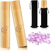 Thyle 2 Sets Bamboo Scattering Cremation Ash Scattering Urns Biodegradable Urns for Human Adult Small Tube Keepsake Urn and Black Velvet Bag for Humans Male Women Pet Dog Cat Ashes (Feather)