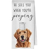 XIVENHAVM Golden Retriever Hand Towels, Funny Golden Retriever Lover Gifts, Dog Mom Dad Gifts Waffle Weave Decorative Hand Towels for Bathroom Washroom, Pet Lover Gift, 16x24 Inch