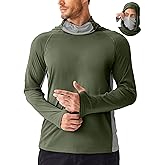 PINSPARK Men's Sun Protection Hoodie with Mask UPF 50+ UV Long Sleeve Shirt Men Rash Guard Performance Fishing Hiking Shirt