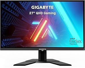 Gigabyte G27Q 27" 144Hz 1440P Gaming Monitor, 2560 x 1440 IPS Display, 1ms (MPRT) Response Time, 92% DCI-P3, VESA Display HDR400, FreeSync Premium, 1x Display Port, Black (G27Q-SA)