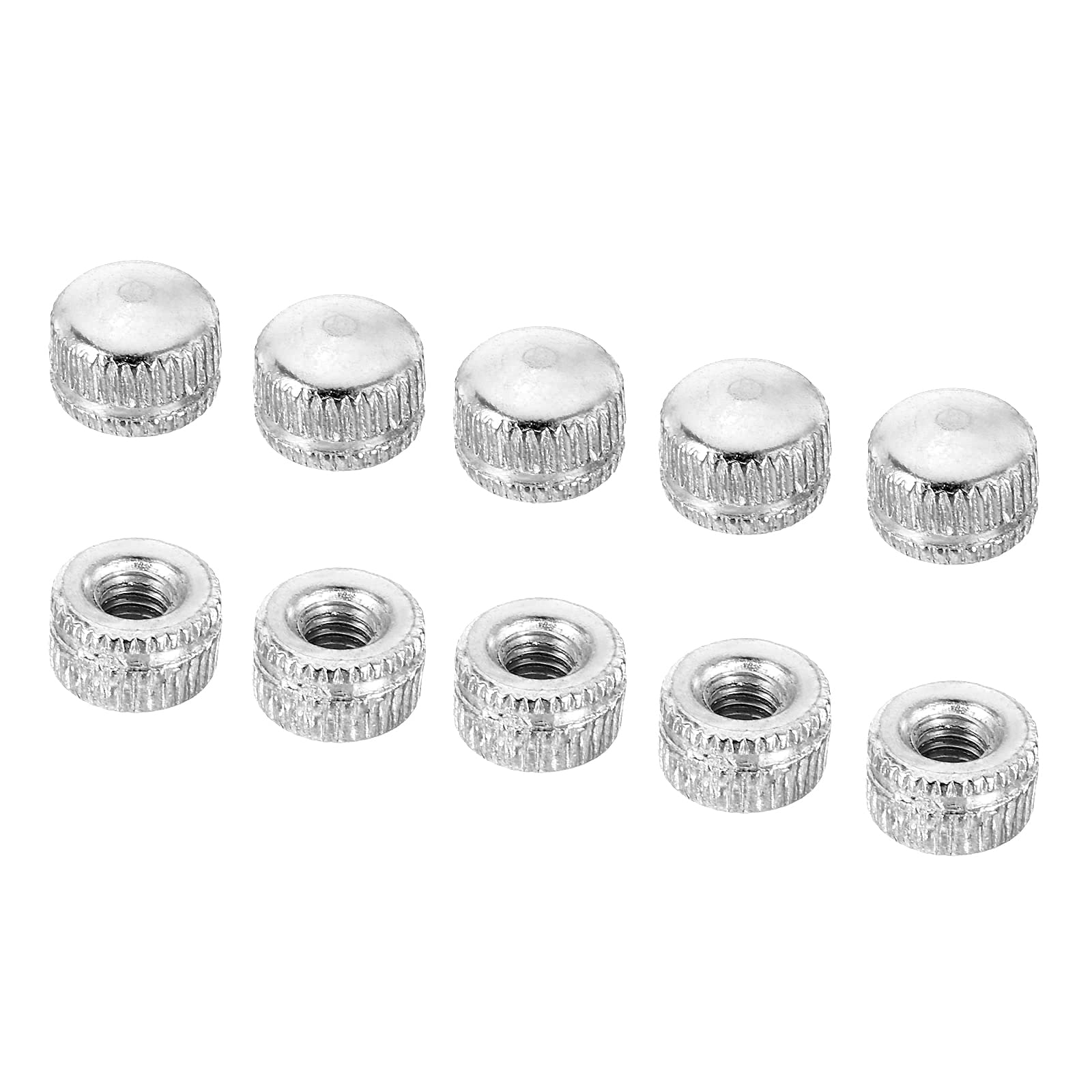 PATIKIL M4x0.7 Cap Nut, 25 Pack Acorn Nut Screw Knob Cap Insert Bolt Cover Female Thread Knurled Decorative Hardware Fittings Lamp Light Fixtures Silver Tone