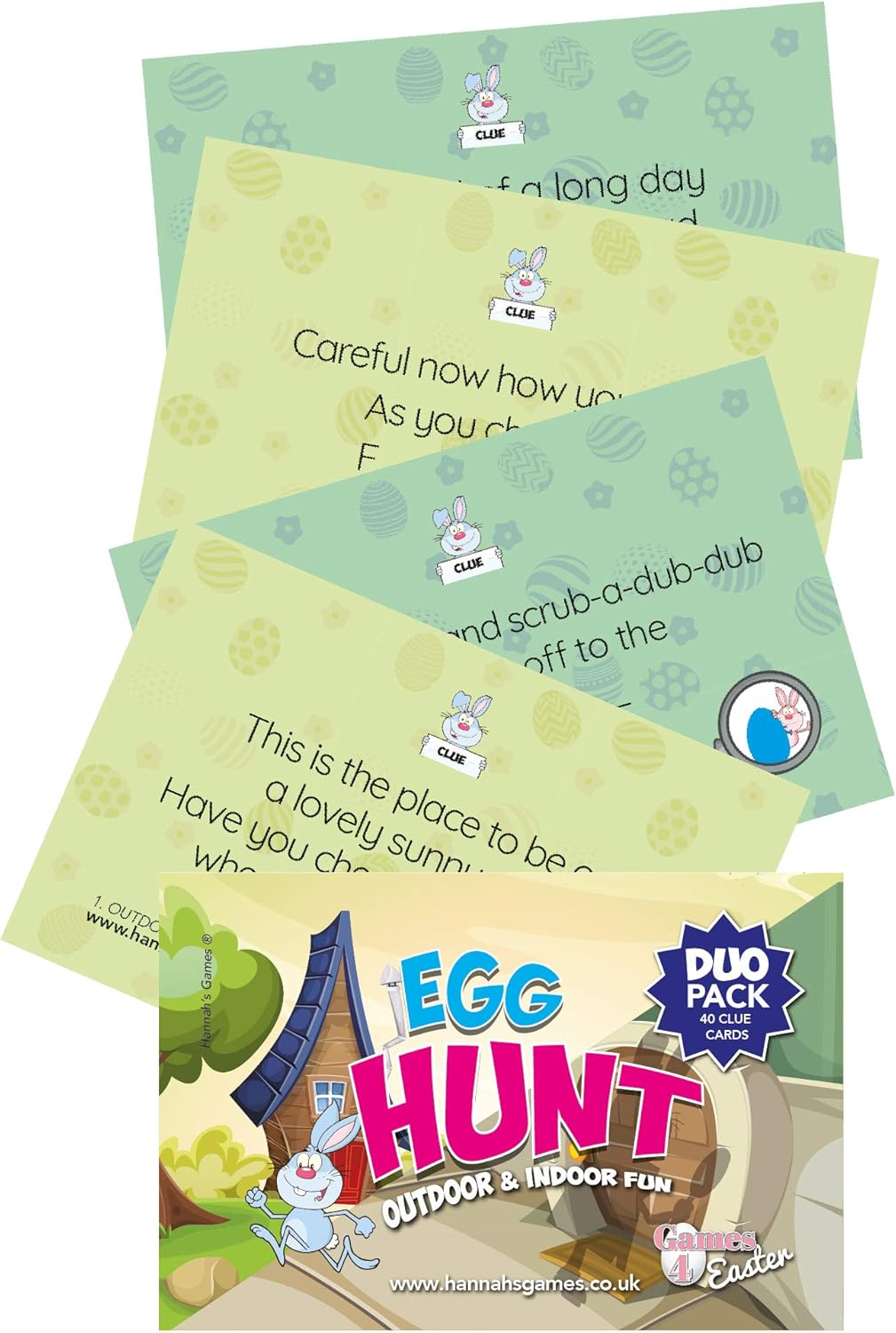 Easter Egg Hunt Clues Game Indoor Outdoor Duo Saver Pack Jumbo 40 Easter Hunt Clue Cards Credit Card Sized Egg Hunt Clues Easter Egg Hunt Game Is