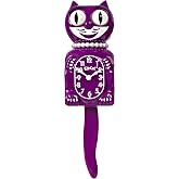 Kit-Cat Klock Limited Edition Boysenberry Lady with Pearl Necklace &amp; Eyelashes - Cat Clock with Moving Eyes and Tail Wall Clock, Made in USA