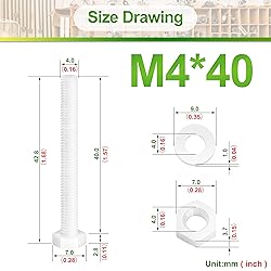 Pzsmocn 240 Pieces/80 Sets M4*40 mm Plastic White
