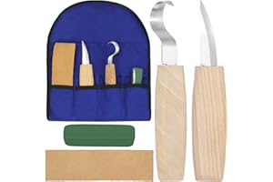 Rustark 5pcs Wood Carving Knife Assortment Kit Wood Carving Knives Tools Set Includes Carving Hook Knife Wood Carving Whittli