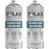 Polar Clear Gloss Flawless Lacquer Spray - 2 x 13.5 Fl Oz - Clear Coat Spray Paint - Non-Yellowing & Scratch Resistant - Inte