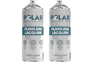 POLAR SPECIALIST COATINGS Polar Clear Gloss Flawless Lacquer Spray - 2 x 13.5 Fl Oz - Clear Coat Spray Paint - Non-Yellowing & Scratch Resistant - Interior & Exterior Surfaces for Wood, Metal, Plastics, Glass & Ceramics