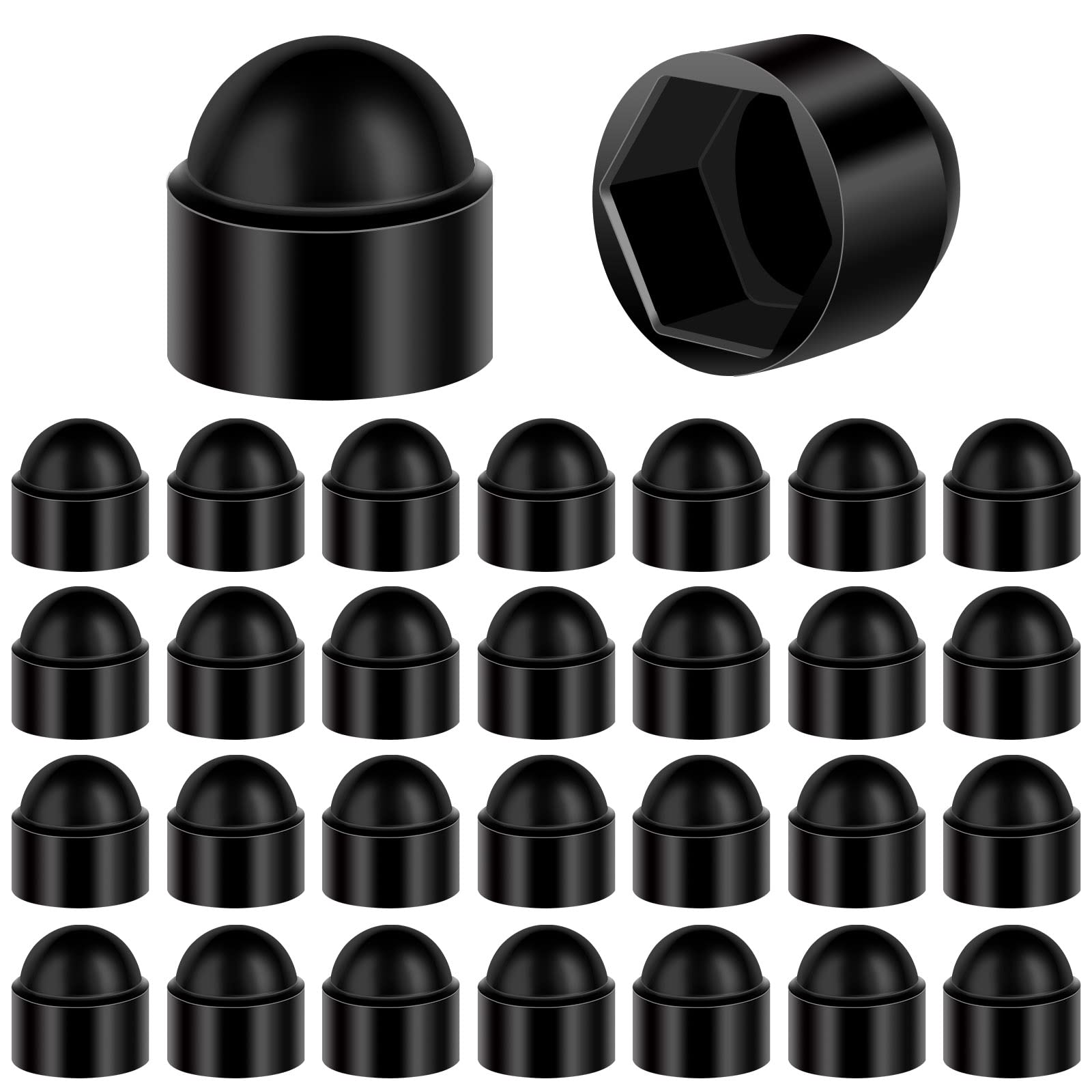 oumuik M10-17mm Plastic Dome Hex Head Bolt Nut Protection Caps Cover Hexagon 30PCS Blac