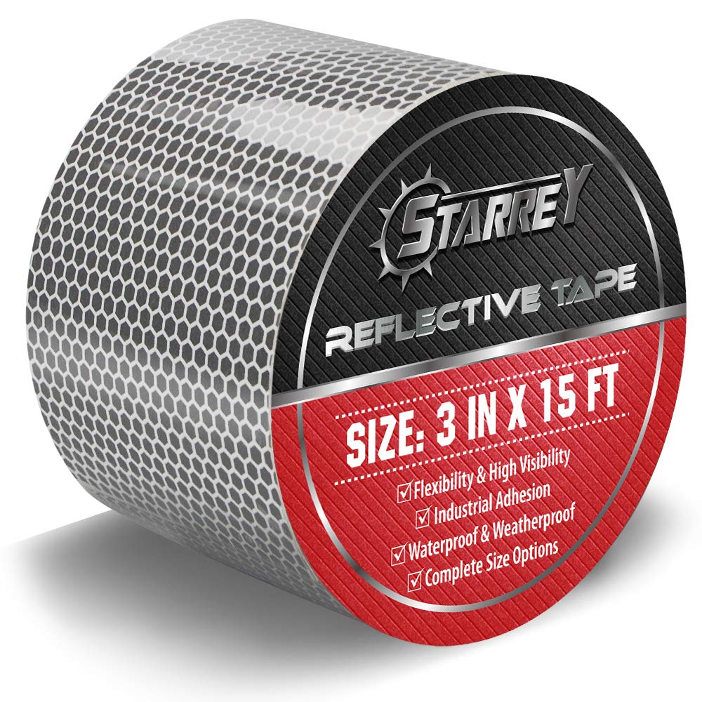 Starrey Flexible Reflective Tape White Silver 3 Inch X 15 Feet High Intensity Grade DOT-C2 Safety Tape Waterproof Conspicuity Trailer Reflector …: Industrial & Scientific